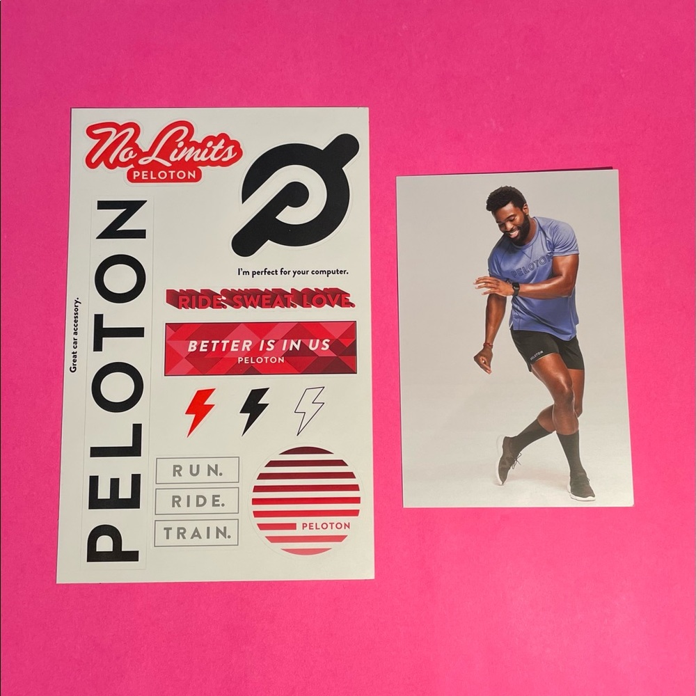 Peloton Stickers and Instructor Card